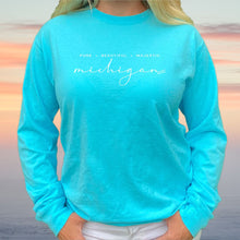 Load image into Gallery viewer, &quot;Majestic Michigan&quot; Relaxed Fit Stonewashed Long Sleeve T-Shirt