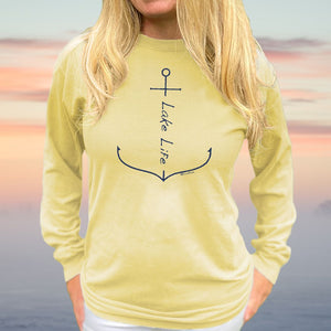 "Lake Life Anchor" Relaxed Fit Stonewashed Long Sleeve T-Shirt