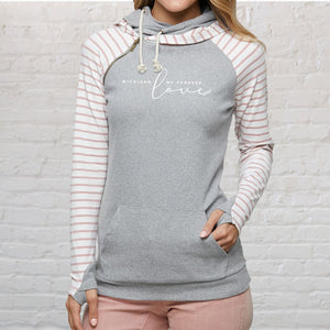 "Forever Love" Women's Striped Double Hood Pullover