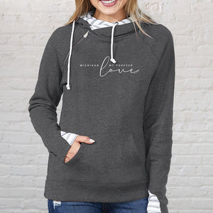 "Forever Love" Women's Striped Double Hood Pullover