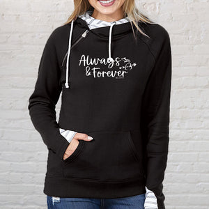 "Always & Forever" Women's Striped Double Hood Pullover