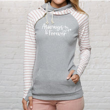 Load image into Gallery viewer, &quot;Always &amp; Forever&quot; Women&#39;s Striped Double Hood Pullover