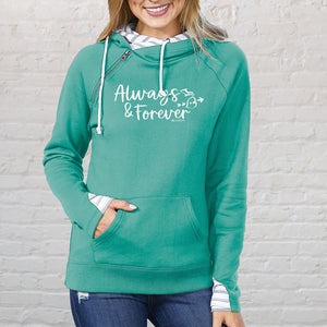 "Always & Forever" Women's Striped Double Hood Pullover