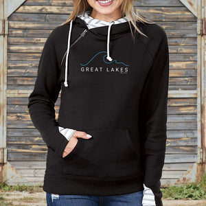 "Great Lakes Tide" Women's Striped Double Hood Pullover
