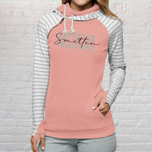 Load image into Gallery viewer, &quot;Michigan Smitten&quot; Women&#39;s Striped Double Hood Pullover