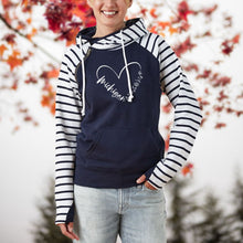 Load image into Gallery viewer, &quot;Fall In Love With Michigan&quot; Women&#39;s Striped Double Hood Pullover