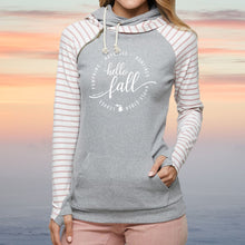 Load image into Gallery viewer, &quot;Hello Fall&quot; Women&#39;s Striped Double Hood Pullover