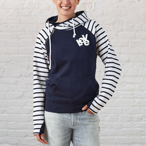 "Love The Mitten" Women's Striped Double Hood Pullover
