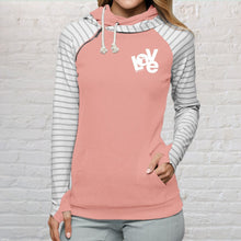 Load image into Gallery viewer, &quot;Love The Mitten&quot; Women&#39;s Striped Double Hood Pullover