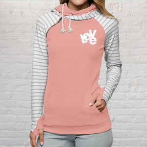 "Love The Mitten" Women's Striped Double Hood Pullover