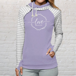 "Michigan Lovely" Women's Striped Double Hood Pullover