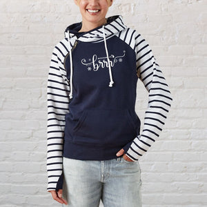 "Brrr... It's Cold In Michigan" Women's Striped Double Hood Pullover