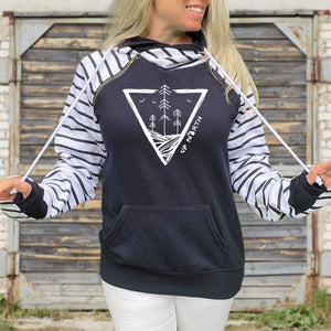 "Michigan Untouched" Women's Striped Double Hood Pullover