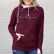 Load image into Gallery viewer, &quot;Majestic Michigan&quot; Women&#39;s Striped Double Hood Pullover