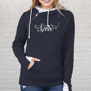 "Brrr... It's Cold In Michigan" Women's Striped Double Hood Pullover