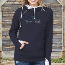 Load image into Gallery viewer, &quot;Great Lakes Tide&quot; Women&#39;s Striped Double Hood Pullover
