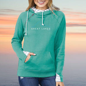 "Great Lakes Tide" Women's Striped Double Hood Pullover