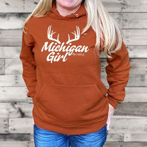 "Michigan Girl Antler" Relaxed Fit Classic Hoodie