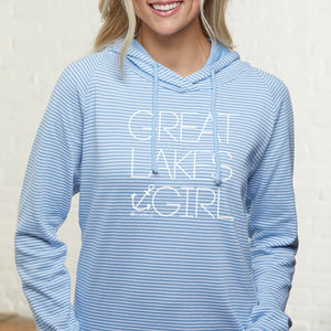 "Great Lakes Girl" Women's Striped Long Sleeve Fashion Hoodie