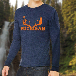 "Michigan Antler" Men's Long Sleeve T-Shirt