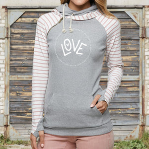 "Michigan Full Circle" Women's Striped Double Hood Pullover