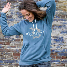 Load image into Gallery viewer, &quot;Michigan D Established 1837&quot; Relaxed Fit Angel Fleece Hoodie