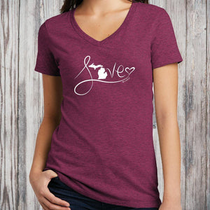 "Michigan Love #9" Women's V-Neck