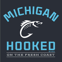 Load image into Gallery viewer, &quot;Get Hooked On MIchigan&quot; Men&#39;s Ultra Soft Pullover Crew