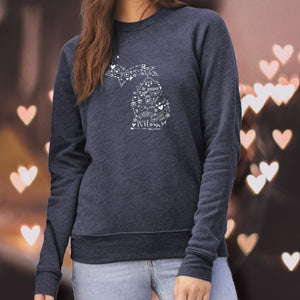 "Michigan Be Mine" Relaxed Fit Angel Fleece Pullover Crew