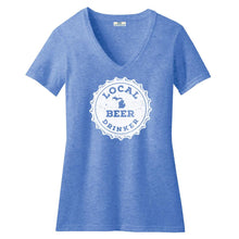 Load image into Gallery viewer, Michigan Drink Local Beer Women&#39;s V-Neck Royal