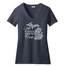 Load image into Gallery viewer, Michigan Love Where You&#39;re From  Womens V-Neck