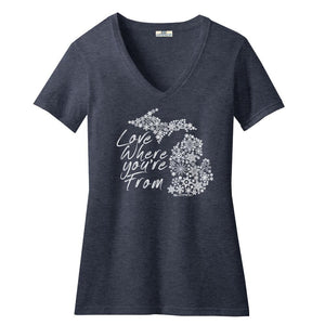 Michigan Love Where You're From  Womens V-Neck