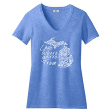 Load image into Gallery viewer, Michigan Love Where You&#39;re From  Womens V-Neck