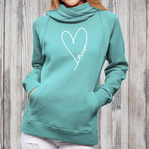 "Michigan Made With Love" Women's Fleece Funnel Neck Pullover Hoodie