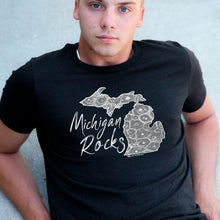 Load image into Gallery viewer, Michigan Rocks Petoskey Stone Men&#39;s Crew T-Shirt