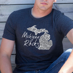 Michigan Rocks Petoskey Stone Men's Crew T-Shirt