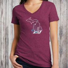 Load image into Gallery viewer, &quot;Michigan Mighty&quot; Women&#39;s V-Neck
