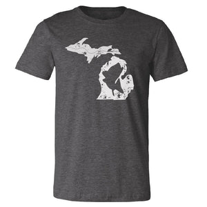 Michigan Fishing State Unisex  T-Shirt Charcoal