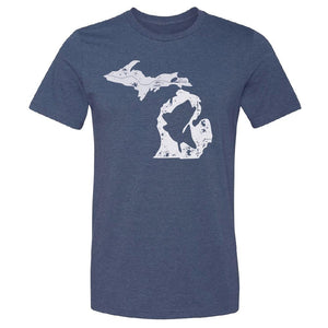 Michigan Fishing State Unisex  T-Shirt Navy