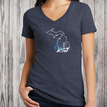 Load image into Gallery viewer, &quot;Michigan Mighty&quot; Women&#39;s V-Neck