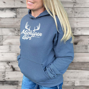 "Michigan Girl Antler" Relaxed Fit Classic Hoodie