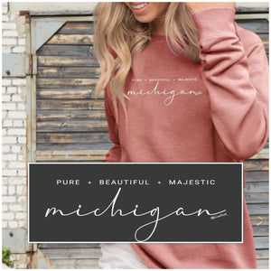 "Majestic Michigan" Women's Ultra Soft Wave Wash Crew Sweatshirt
