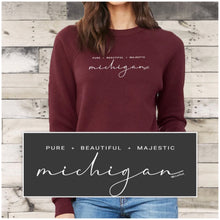 Load image into Gallery viewer, &quot;Majestic Michigan&quot; Relaxed Fit Angel Fleece Pullover Crew
