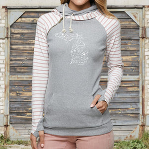 "Michigan Be Mine" Women's Striped Double Hood Pullover