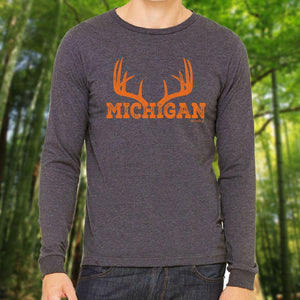 "Michigan Antler" Men's Long Sleeve T-Shirt