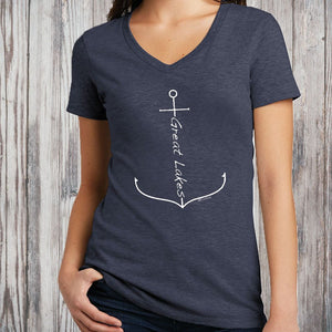 "Great Lakes Anchor" Women's V-Neck