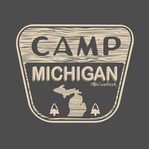 "Michigan Campground" Relaxed Fit Mash Up Long Sleeve Varsity T-Shirt