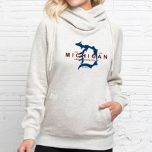 Load image into Gallery viewer, &quot;Michigan D Established 1837&quot; Women&#39;s Fleece Funnel Neck Pullover Hoodie