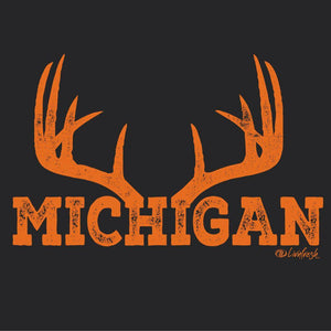 "Michigan Antler" Men's Mash Up Long Sleeve Varsity T-Shirt