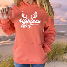 Load image into Gallery viewer, &quot;Michigan Girl Antler&quot; Relaxed Fit Classic Hoodie